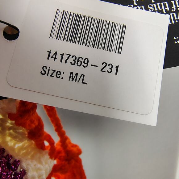 ROSE CARMINE Metallic Crochet-Knit Cotton Stripe Bikini Set Top M/L Bottoms 2 - Picture 5 of 16